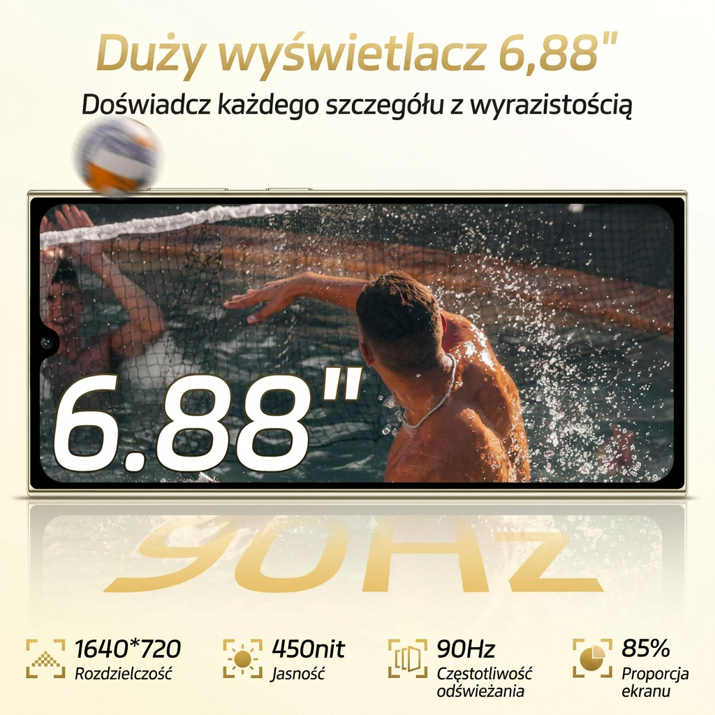 OUKITEL C61 Telefon komórkowy bez simlocka Android 15, Smartfon 16 GB (4+12) + 128 GB / 1 TB, Ekran 6,88" HD+ 90 Hz, Bateria 5150 mAh, Dual SIM 4G / Rozpoznawanie twarzy / Czytnik linii papilarnych / GPS / OTG - Image 3
