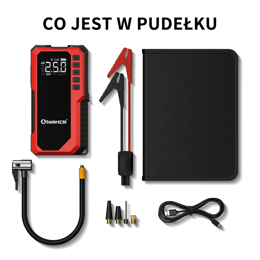 Przenośny rozrusznik samochodowy z kompresorem powietrza, 5000A 12V wzmacniacz akumulatora silnika benzynowego i diesla, skrzynka rozruchowa z szybkim ładowaniem USB do akumulatora samochodowego - Image 6
